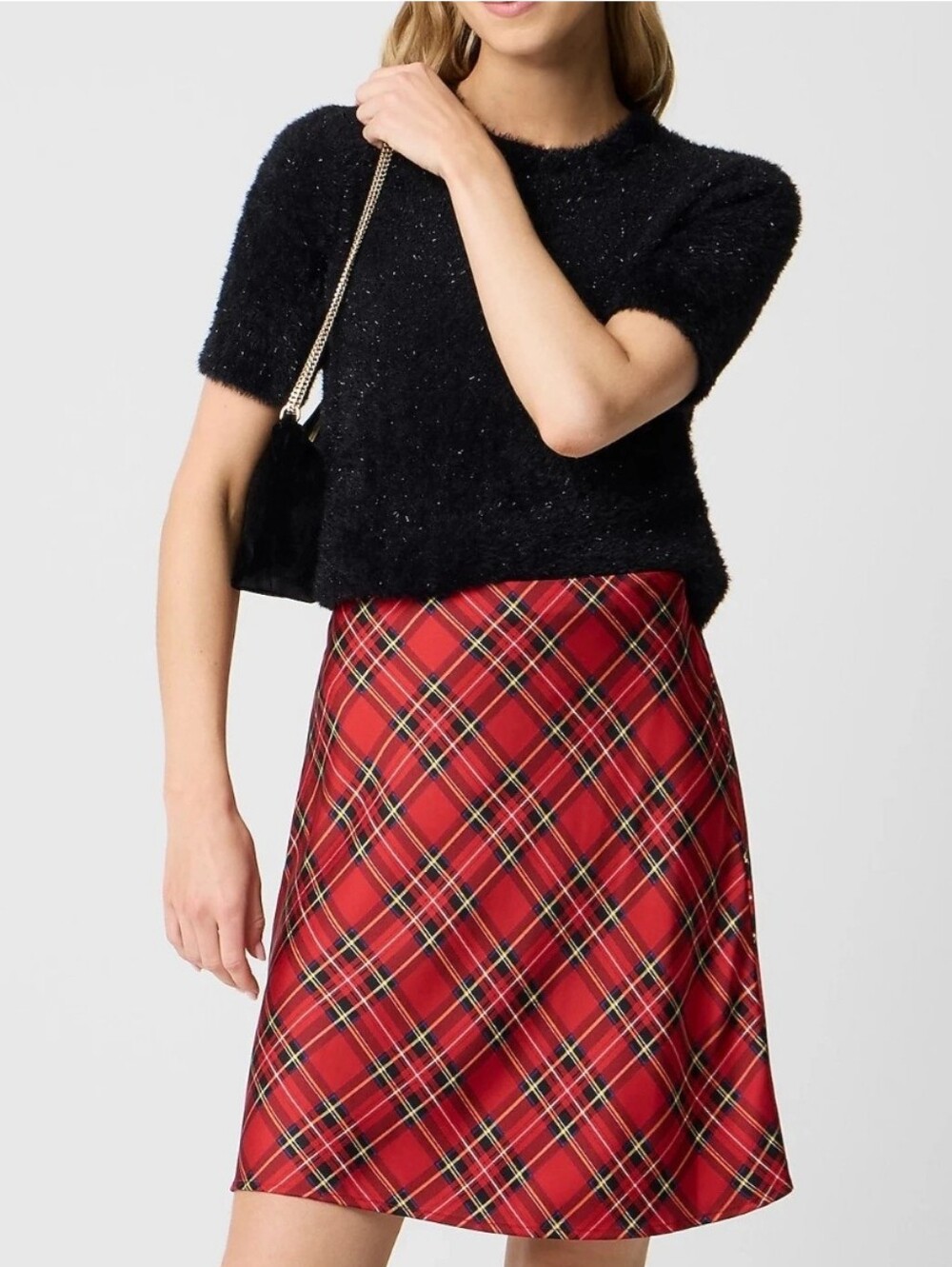 J. Crew Red Plaid A-Line Mini Skirt